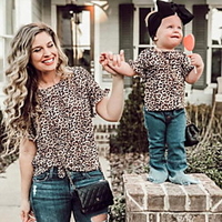 Mommy and Me Tops Graphic Leopard Daily Brown Short Sleeve Adorable Matching Outfits miniinthebox