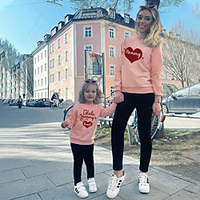 Mommy and Me Tops Heart Letter Daily Print White Pink Long Sleeve Daily Matching Outfits / Fall / Winter / Cute miniinthebox