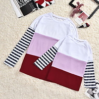 Mommy and Me Tops Striped Color Block Sports Patchwork Pink Long Sleeve Active Matching Outfits / Fall / Winter / Casual / Print miniinthebox