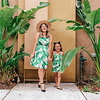 Mommy and Me Tropical Leaf Print/Leopard Sling Dresses miniinthebox