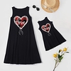 Mommy and Me Valentines Dresses Heart Letter Daily Print Black Sleeveless Knee-length Tank Dress Cute Matching Outfits miniinthebox