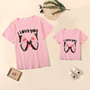 Mommy and Me Valentines Tops Cotton Butterfly Letter Daily Print White Pink Army Green Short Sleeve Basic Matching Outfits / Summer / Cute miniinthebox