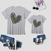 Mommy and Me Valentines Tops Cotton Heart Leopard Daily Print White Pink Wine Short Sleeve Basic Matching Outfits / Summer / Cute miniinthebox