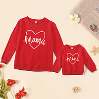 Mommy and Me Valentines Tops Cotton Heart Letter Athleisure Print Black Red Long Sleeve Basic Matching Outfits / Fall / Spring / Cute miniinthebox