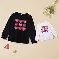 Mommy and Me Valentines Tops Cotton Heart Letter Athleisure Print White Black Red Long Sleeve Basic Matching Outfits / Fall / Spring / Cute miniinthebox
