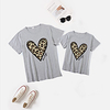 Mommy and Me Valentines Tops Heart Leopard Daily Print White Pink Wine Short Sleeve Basic Matching Outfits miniinthebox