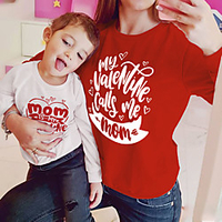 Mommy and Me Valentines Tops Heart Letter Daily Print Red Long Sleeve Daily Matching Outfits / Fall / Winter / Cute miniinthebox