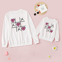 Mommy and Me Valentines Tops Heart Letter Daily Print White Long Sleeve Daily Matching Outfits / Fall / Winter / Cute miniinthebox