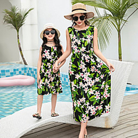 Mommy and Me Variety Plant Print Tank Dresses miniinthebox