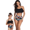 Mommy and Me Yellow Black Orange Spring Summer Active Holiday Print Tropical Leaf Plant Sleeveless Swimwear miniinthebox