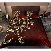 Moon and Star 3-Piece Duvet Cover Set Hotel Bedding Sets Comforter Cover with Soft Lightweight Microfiber,  Include 1 Duvet Cover,  2 Pillowcases for Double/Queen/King(1 Pillowcase for Twin/Single)