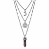 moon pentagram necklace pentacle chakra charm pendant multi layer alloy chain choker necklace set gothic jewelry(a-purple amethyst-3pcs)