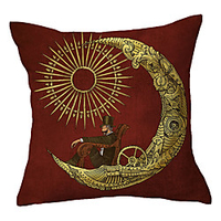 Moon Sun Double Side Cushion Cover 1PC Soft Decorative Square Throw Pillow Cover Cushion Case Pillowcase for Sofa Bedroom Livingroom Outdoor Superior Quality Machine Washable Outdoor Cushion for Sofa Couch Bed Chair miniinthebox