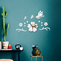Morden Acrylic DIY Wall Clock,  Silent Non-Ticking Flower Shape Mirror Wall Clocks Battery Operated Decorative Wall Clock for Office,  Kitchen,  Living Room