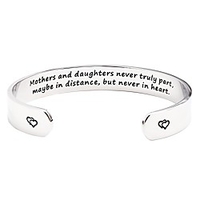 mothers and daughters maybe in distance but never truly part but never in heart bracelet
