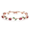 mothers day gift/lovely rose gold plated bracelets with aaa cubic zirconia ruby flower emerald leaf beautiful vine bracelet for women 7 inch-ideal tennis bracelets valentine