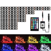 Motorcycle RGB LED Light Kit Strips Waterproof Accent Glow Underglow Atmosphere Lights withRemote Controls Colorful Flash Light