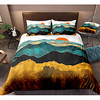 Mountain Landscape 3-Piece Duvet Cover Set Hotel Bedding Sets Comforter Cover with Soft Lightweight Microfiber,  Include 1 Duvet Cover,  2 Pillowcases for Double/Queen/King(1 Pillowcase for Twin/Single)