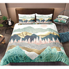 Mountain Landscape 3-Piece Duvet Cover Set Hotel Bedding Sets Comforter Cover with Soft Lightweight Microfiber,  Include 1 Duvet Cover,  2 Pillowcases for Double/Queen/King(1 Pillowcase for Twin/Single)