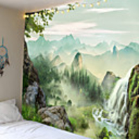 Mountain Landschap Wandtapijt Gloeiende Psychedelische Muur Opknoping Anime Wolf Tapestry Boho Home Decor Art Muur Doek Stof Grote Maat