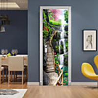 Mountain Waterfall Self-adhesive Creative Door Stickers Living Room DIY Decorative Home Waterproof Wall Stickers