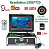 MOUNTAINONE F9AD-2L-15M 9 inch DVR Fish Finder Underwater Fishing 1080P Camera HD 1280720 Screen15pcs White LEDs15pcs Infrared Lamp 15m Camera For Fishing 16G