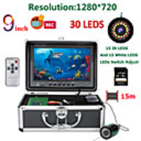 MOUNTAINONE F9AD-2L-15M 9 inch DVR Fish Finder Underwater Fishing 1080P Camera HD 1280720 Screen15pcs White LEDs15pcs Infrared Lamp 15m Camera For Fishing 16G