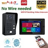 MOUNTAINONE SY706B018WF11 7 Inch Wireless WiFi Smart IP Video Door Phone Intercom System With One 1080P Wired Doorbell Camera And 1x Monitor Support Remote Unlock