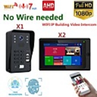 MOUNTAINONE SY706B018WF12 7 Inch Wireless WiFi Smart IP Video Door Phone Intercom System With One 1080P Wired Doorbell Camera And 2x Monitor Support Remote Unlock