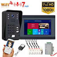 MOUNTAINONE SY709BMJLP11 7 Inch Wifi Wireless Video Door Phone Doorbell Intercom System with Wired Fingerprint RFID AHD 1080P Door Access Control System Support Remote APP Unlocking Recording, Snapshot