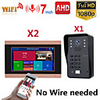 MOUNTAINONE SY710G008WF12 7 Inch Wireless WiFi Smart IP Video Door Phone Intercom System With One 1080P Wired Doorbell Camera And 2x Monitor Support Remote Unlock