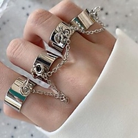 Multi Finger Ring Link / Chain Silver Alloy Rabbit Bear Butterfly Rock 1pc Adjustable / Women