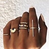 Multi Finger Ring Retro Gold Alloy Stylish Simple European 6pcs Middle Finger / Women
