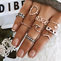 Multi Finger Ring Vintage Style Silver Alloy Sweet Heart Heart Statement Vintage Trendy 1 set Index Finger Middle Finger Ring Finger / Women