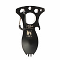 Multi-Function Stainless Steel Spoon w/ Carabiner Clip (Black)
