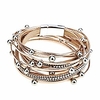 multi-layer leather bracelet beads wrap cuff bangle for women rose gold