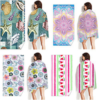 Multi Purpose Beach Towel, Superfine Fibre Rectangular Colorful Planet/Flower Patterned Silk Scarf, Sand Free Towel,  for Travel,  Camping,  Pool,  Outdoor or Picnic miniinthebox
