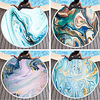 Multi Purpose Beach Towel, Superfine Fibre Round Colorful Marble Abstract Painting Patterned Silk Scarf, Sand Free Towel,  for Travel,  Camping,  Pool,  Outdoor or Picnic miniinthebox