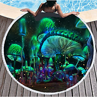Multi Purpose Beach Towel, Superfine Fibre Round Colorful Universe/Planet Patterned Silk Scarf, Sand Free Towel,  for Travel,  Camping,  Pool,  Outdoor or Picnic miniinthebox