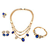 Multichamber Full Rhinestone Blue Gem Jewelry Set