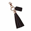 multicolor monogram leather tassel women keychain bag pendant alloy car key chain ring holder retro jewelry (black)