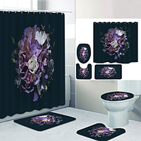 Multicolor Peanut Flower Digital Printing Four-piece Set Shower Curtains and Hooks Modern Polyester Machine Made Waterproof Bathroom miniinthebox