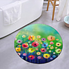 Multicolored Flowers Round Mat Carpet Door Mat Bedroom Living Room Carpet Study Room Carpet Kitchen Bathroom Anti-slip Mat