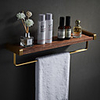 Multifunctional Bathroom Accessory Sets Black Walnut Bathroom Shelf Toilet Cosmetic Storage Rack Vanity Wall Towel Rack Pole - Wall Mounted
