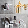 Multifunctional Bathroom Shelf for Hair Dryer and Comb Aluminum Silver,  Golden Color - Wall Mounted for Home and Hotel Bathroom