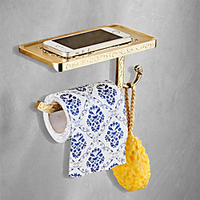 Multifunctional Toilet Paper Holder with Hook New Design Antique Metal and Mobile Phone Storage Shelf Wall Mounted miniinthebox