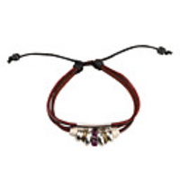 Multilayer Gem-Studded Leather Bracelet