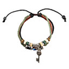 Multilayer Gem-Studded Leather Bracelet with Key