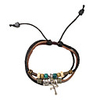 Multilayer Vintage Fabric and Leather Bracelet with Cross
