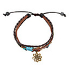 Multilayer Vintage Fabric and Leather Bracelet with Flower